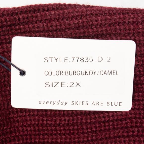 Skies Are Blue Curvy Plus Size Burgundy Came Wool Blend Sweater Size 2X - Picture 7 of 10